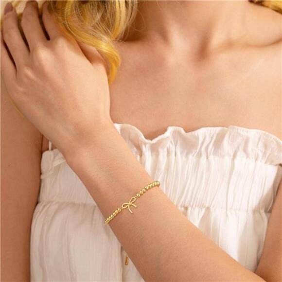 Stocking Stuffers for Women Beaded Stretch Handmade Ball Charm Bracelet Dainty - Picture 3 of 7